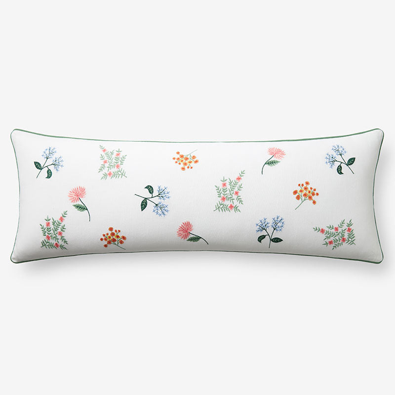 Dahlia Decorative Lumbar Pillow Cover - White Multi