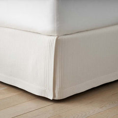 Matelassé 18 in. Bed Skirt - Vertical Stripe Ivory, Queen