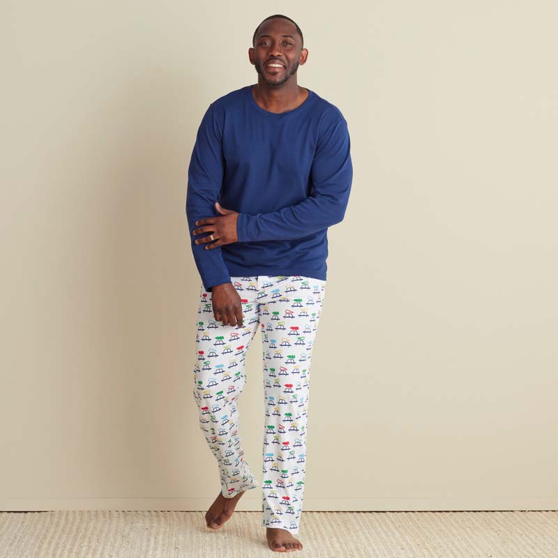 Family Printed Peruvian Cotton Men's Pajama Set - Tree Ride, XXL