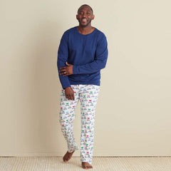 Family Printed Peruvian Cotton Men's Pajama Set - Tree Ride, XXL