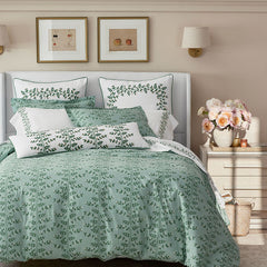 Climbing Vines Decorative Lumbar Pillow Cover - Green/White