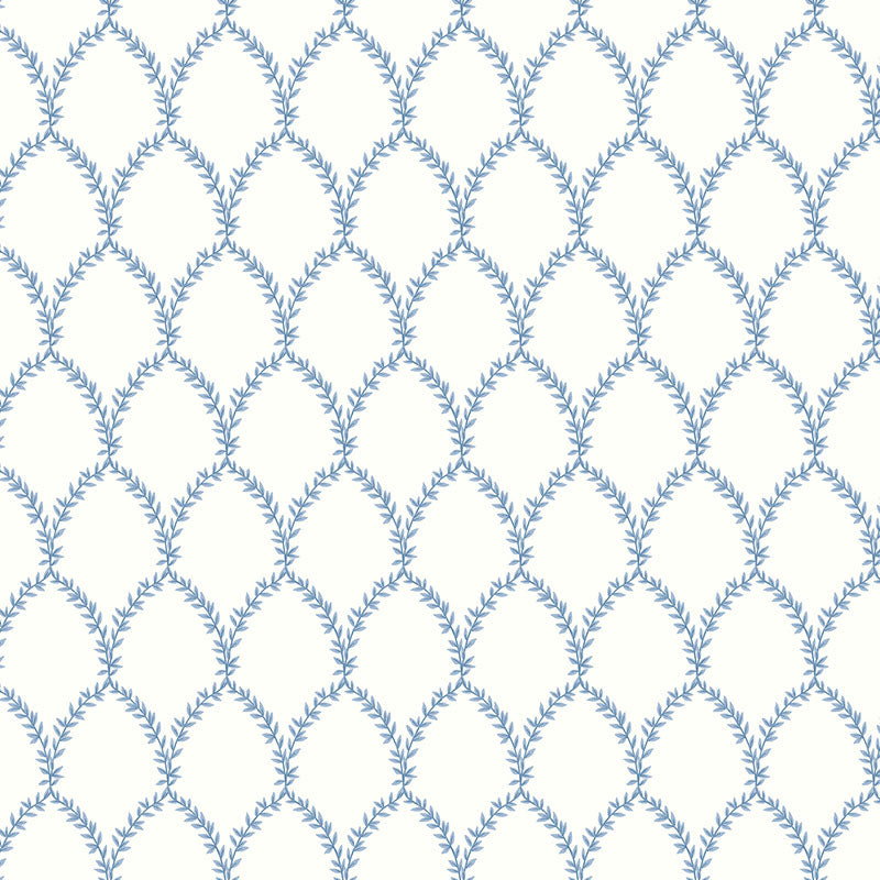 Laurel Traditional Wallpaper - Blue, Roll