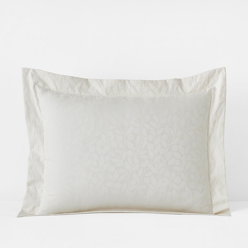 Jacquard Leaf Yarn-Dyed Premium Smooth Supima® Cotton Wrinkle-Free Sateen Sham - Ivory, King