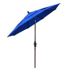 Round Outdoor Patio Umbrella, Fiberglass with Twist Tilt - Bronze Finish, Pacific Blue, 11'