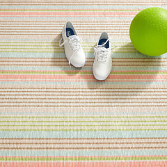 Ana Ticking Washable Rug - Aqua, 3' x 5'