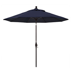 Round Outdoor Patio Umbrella, Fiberglass with Twist Tilt - Bronze Finish, Navy, 9'