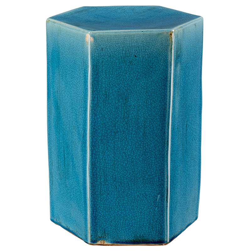 Ceramic Hexagon Side Table -  Teal