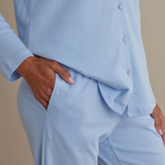 Pima Cotton Women's Button-Down Pajama Set - Periwinkle, M
