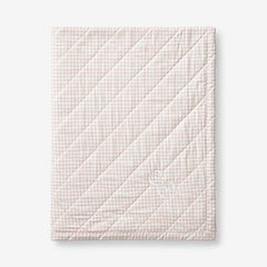Ditsy Gingham Classic Cool Organic Cotton Percale Quilted Reversible Sherpa Stroller Blanket - Pink