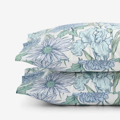 Garden Bliss Classic Smooth Sateen Pillowcase Set - Blue Multi, King