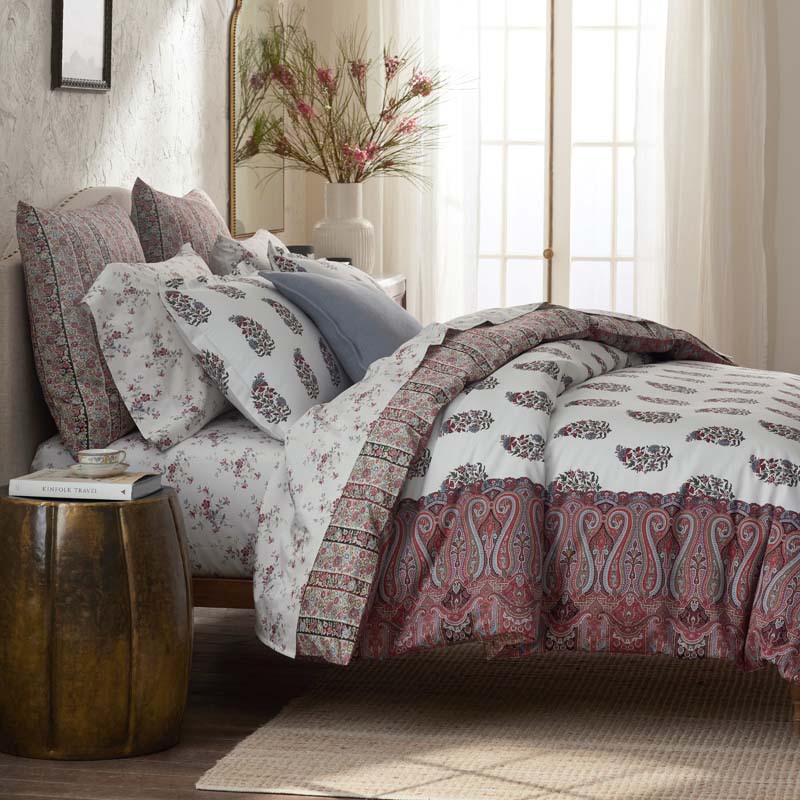 Aadrika Reversible Premium Smooth Sateen Duvet Cover - Burgundy, King/Cal. King