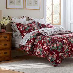 Dahlia Classic Cool Cotton Percale Bed Sheet Set - Dark Red, Twin