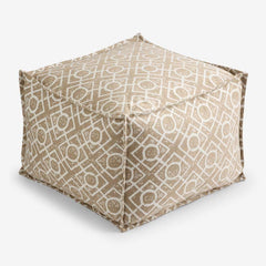 Indoor/Outdoor Pouf - Textured Fretwork Sand, Medium