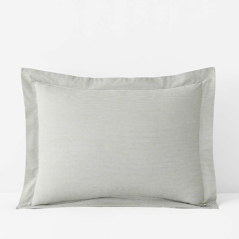 Classic Stripes and Plaids Cool Yarn-Dyed Cotton Percale Sham - Stripe Green, Standard