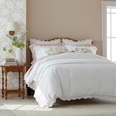 Embroidered Scallop Classic Smooth Sateen Solid Pillowcase Set - Blush, Standard