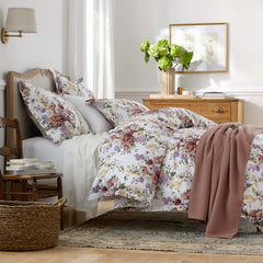 Nature's Bouquet Classic Smooth Sateen Fitted Bed Sheet - Cream Multi, Queen
