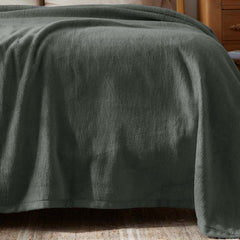Cotton/Acrylic Fleece Blanket - Olive, King/Cal. King