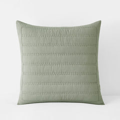 Premium Breathable Washed Linen Solid Quilted Sham - Moss, Euro