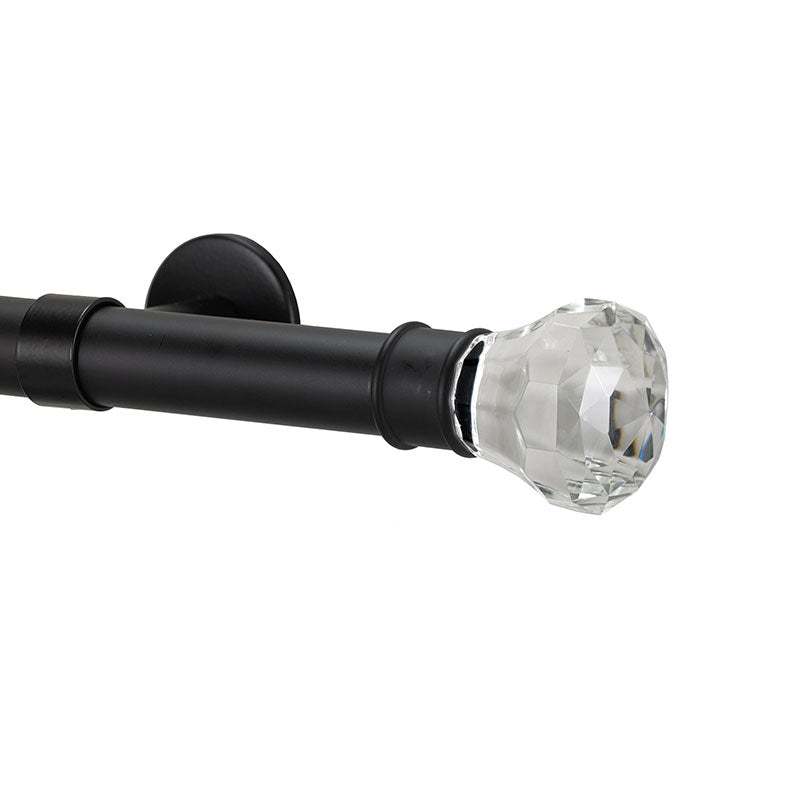 Facets Finial and 1" diameter Rod Set - Black, 48"