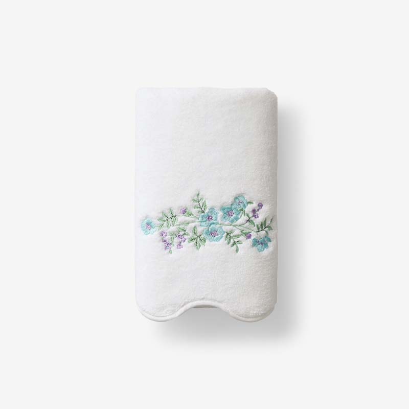 Embroidered Scallop Hand Towel - Flower