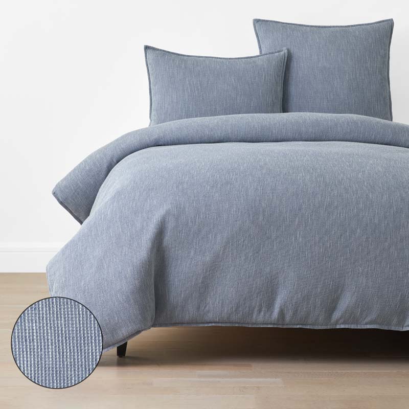 Mini Waffle Duvet Cover - Denim Blue, King/Cal. King