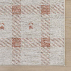 Modern Plaid Washable Rug - Orange, 2' x 3'