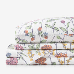 Garden Mirage Classic Cool Cotton Percale Bed Sheet Set - White Multi, Twin