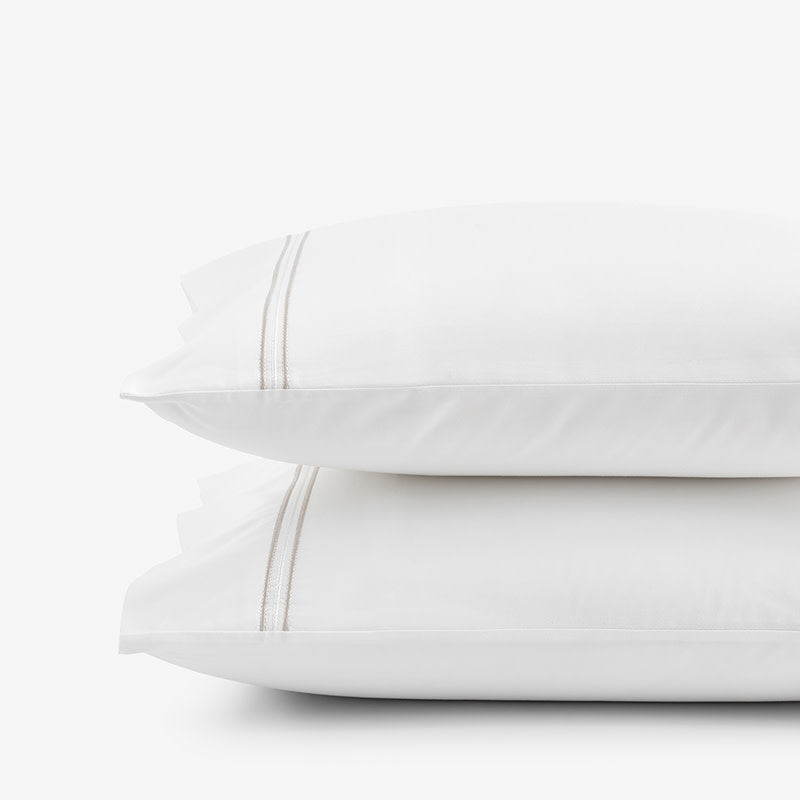 Dorset Stripe Luxe Smooth Egyptian Cotton Sateen Pillowcase Set - Taupe, Standard
