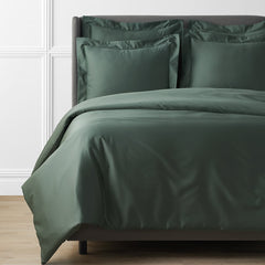 Premium Smooth Supima® Cotton Wrinkle-Free Sateen Duvet Cover - Olive Green, Full/Queen