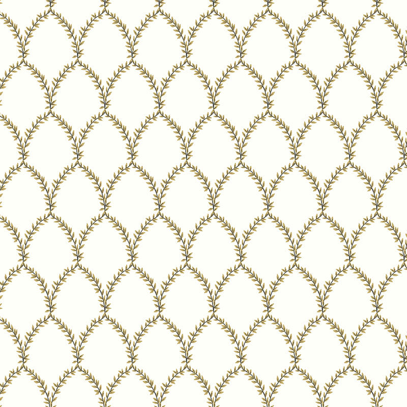 Laurel Traditional Wallpaper - Gold, Roll