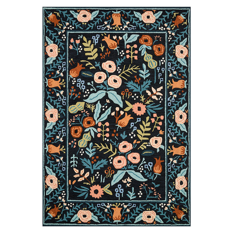 Les Fleur Wool Rug - Black, 2' 6" x 7' 6" Runner