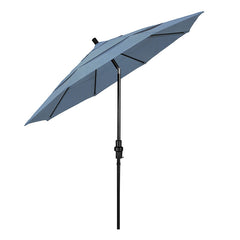 Round Outdoor Patio Umbrella, Fiberglass with Twist Tilt - Black Finish, Air Blue, 11'