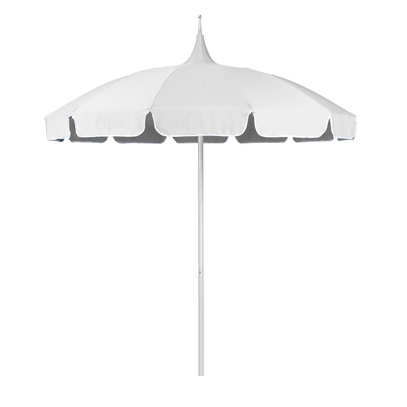 Round Solid Pagoda Outdoor Patio Umbrella, Fiberglass with Push Lift - Natural, 8.5'