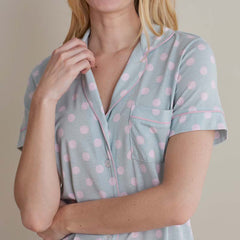 Cotton Modal Women's Cropped Pants Pajama Set - Pretty Dot, L