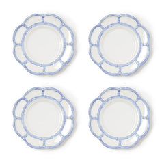 Faux Bamboo Border Melamine Salad Plates, Set of 4 - Light Blue