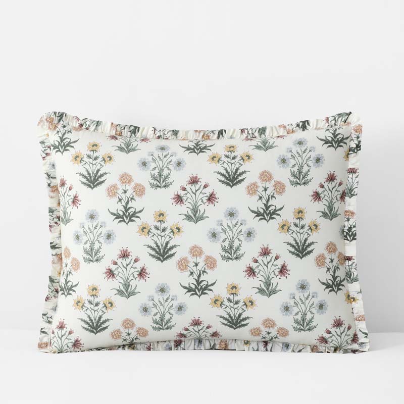 Garden Patch Reversible Garment Washed Cotton Percale Sham - Multi, King