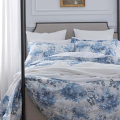 Floral Grove Premium Smooth Wrinkle-Free Sateen Duvet Cover - Dusty Blue, King/Cal. King