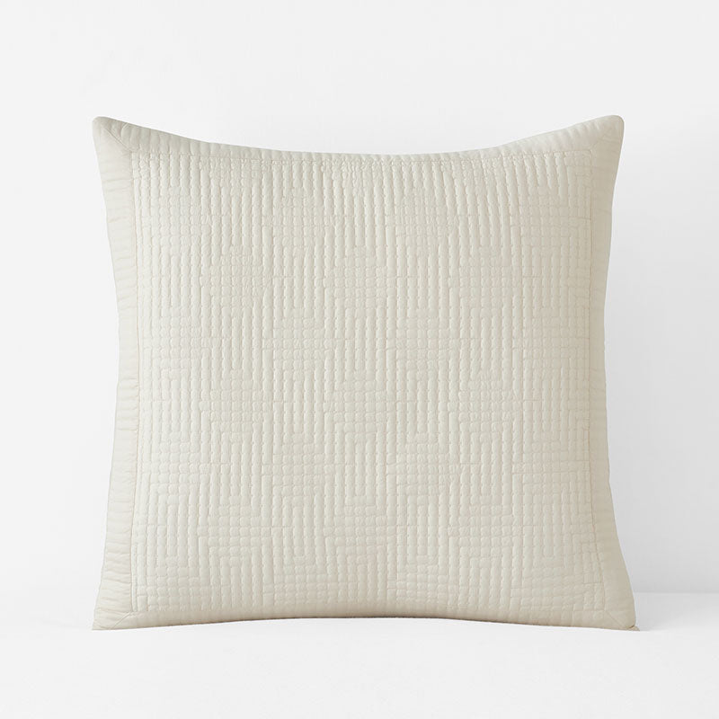 Premium Smooth Cotton Sateen Solid Quilted Sham - Cream, Euro