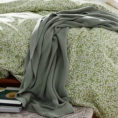 Classic All Season Breathable Cotton Knit Throw - Green