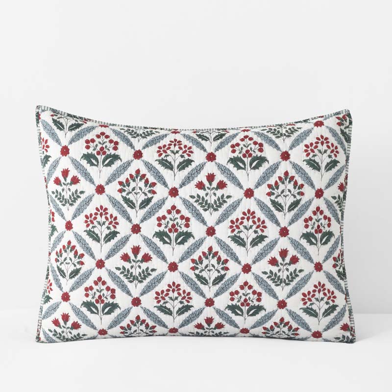 Elderberry Reversible Quilted Sham - White, King