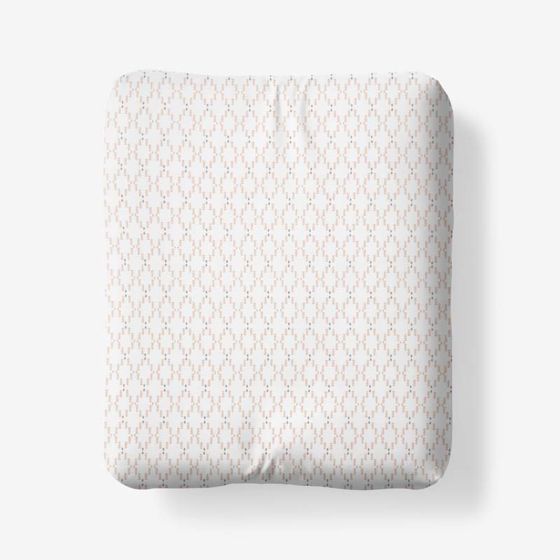 Feliciana Geo Garment Washed Cotton Percale Fitted Bed Sheet - Clay, Full