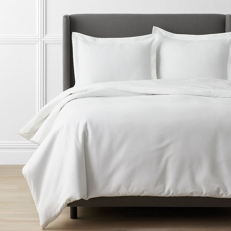 Classic Ultra-Cozy Cotton Velvet Flannel Solid Duvet Cover - White, Twin/Twin XL