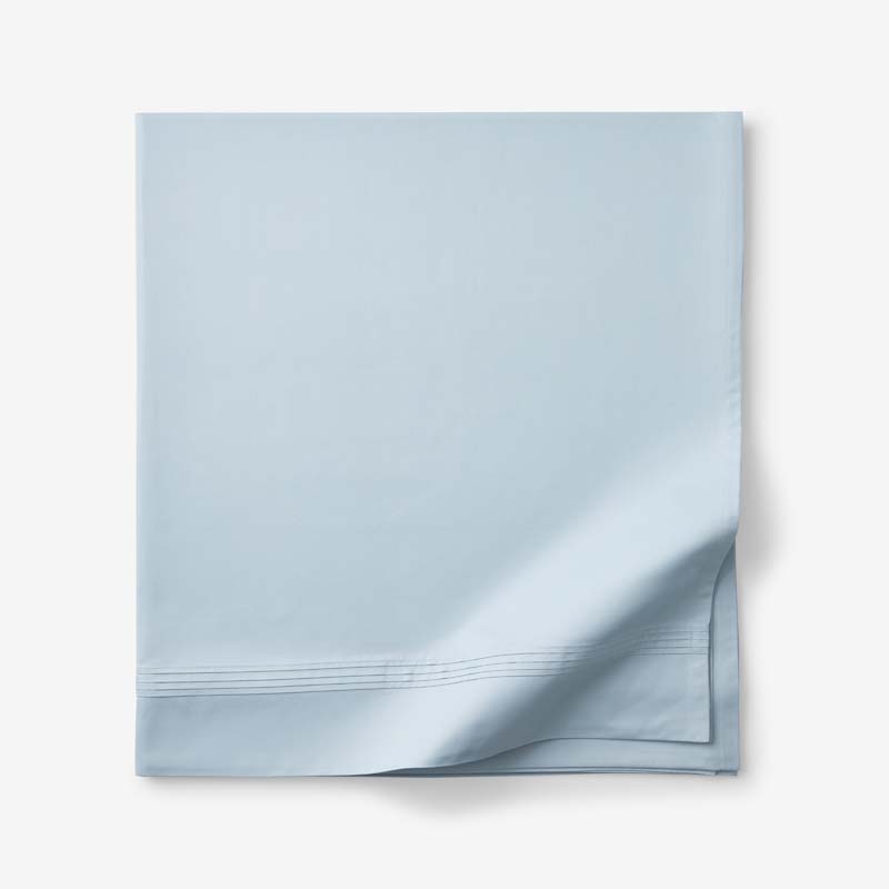 Luxe Smooth Egyptian Cotton Sateen Flat Bed Sheet - Sky Blue, Twin/Twin XL