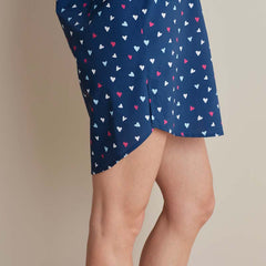 Printed Poplin Women's Nightshirt - Navy Hearts, L