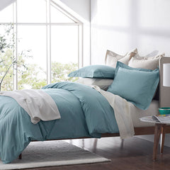 Premium Cool Supima® Cotton Percale Pillowcase Set - Slate Blue, King