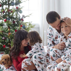 Family Flannel Women's Jogger Pants Pajama Set - Winter Skating Animals, L