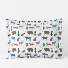 Forest Friends Classic Cool Organic Cotton Percale Sham - White Multi, Standard