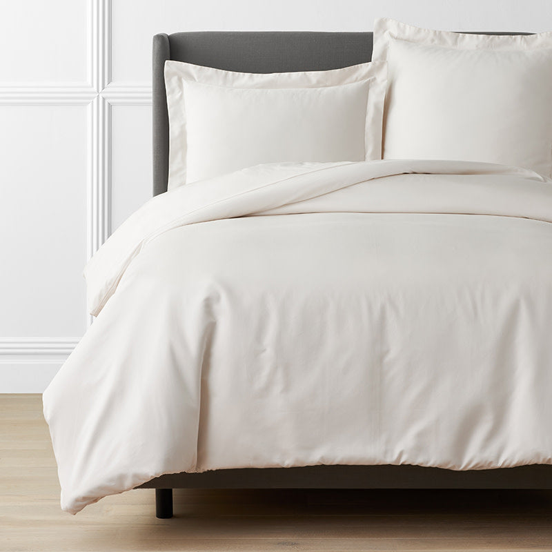Luxe Smooth Egyptian Cotton Sateen Duvet Cover - Cream, Oversized Full/Queen