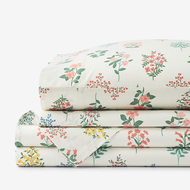 Hawthorne Classic Cool Percale Bed Sheet Set - Ivory Multi, King