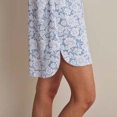 Printed Pima Cotton Women's Nightgown - Blue Garden, S